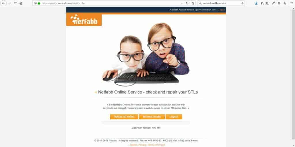 Netfabb online service fix 3d model